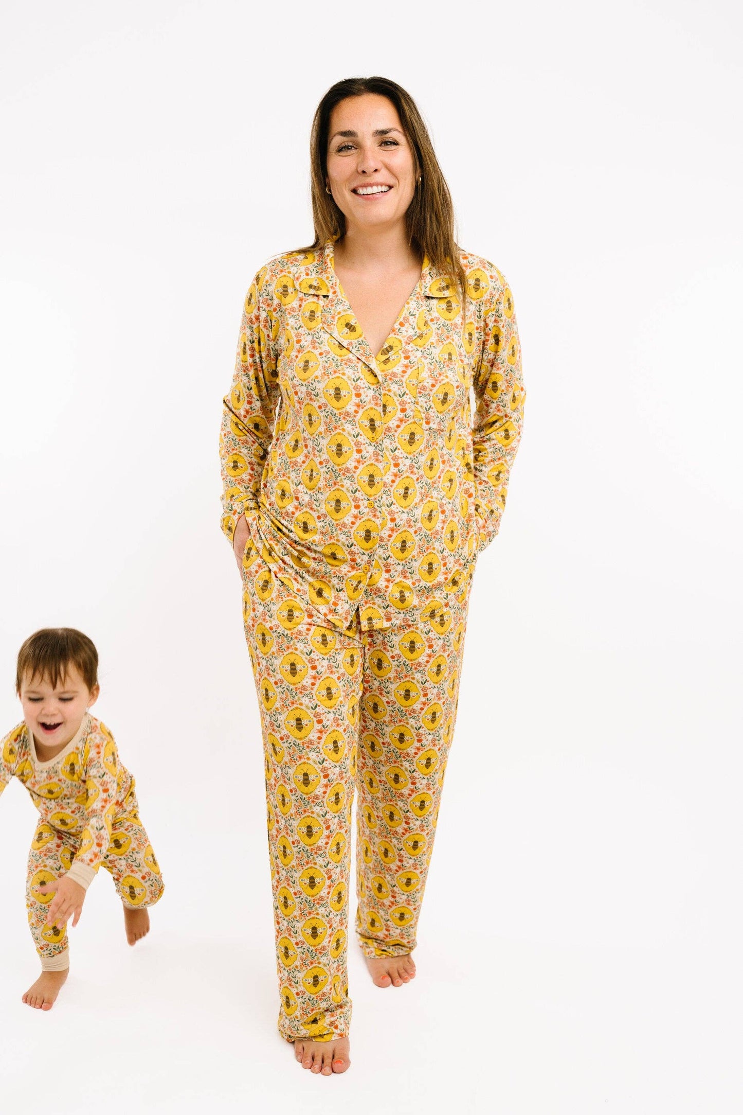 Sweet Bee Women's Button Up Long Sleeve Set