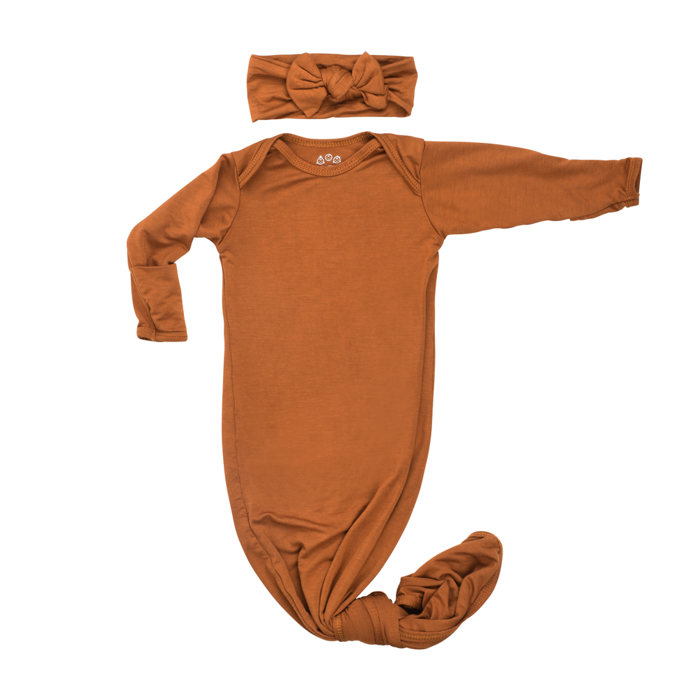 Saddle Longhorn Orange Western Knotted Newborn Baby Gown