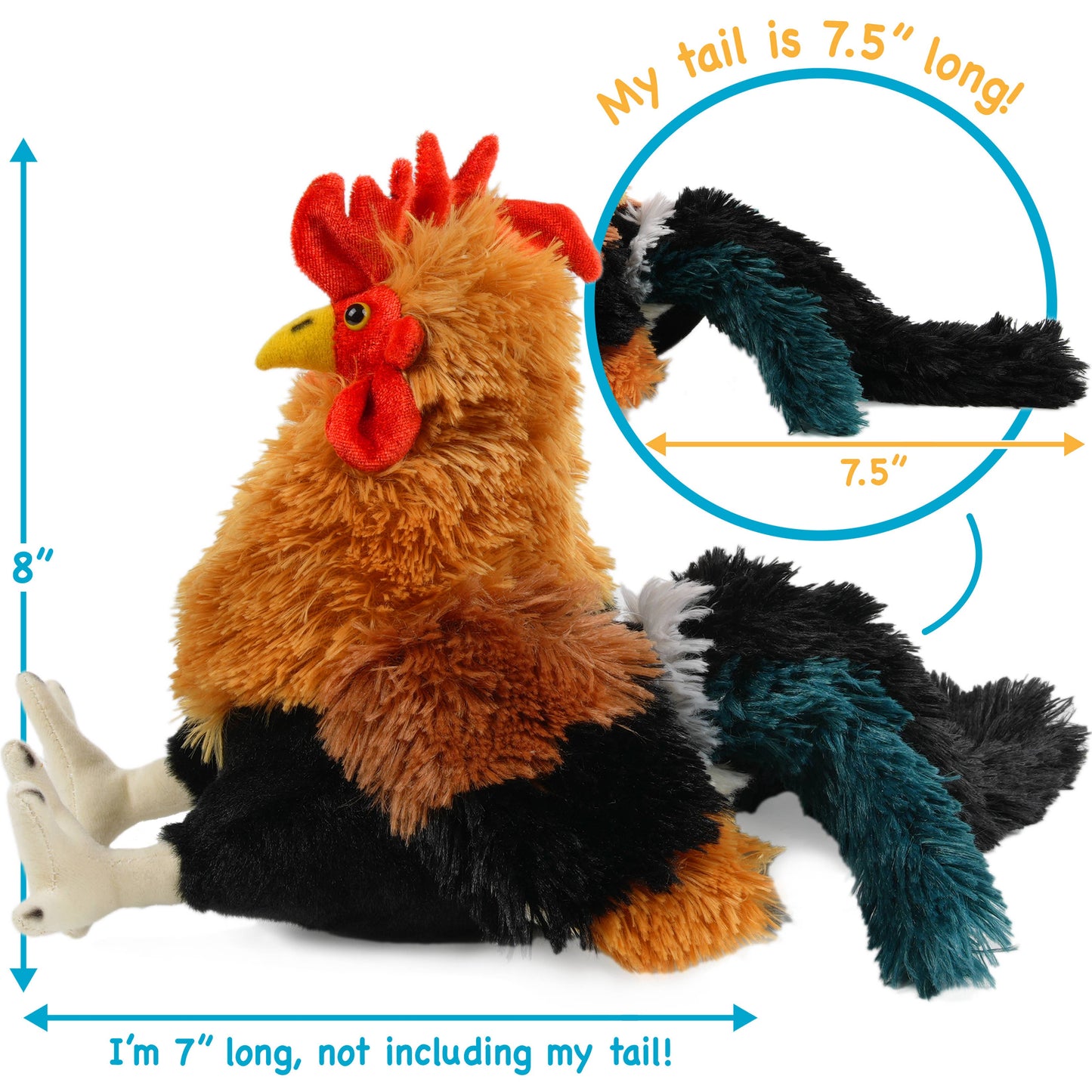 Riley The Rooster | 8 Inch Chicken Stuffed Animal Plush