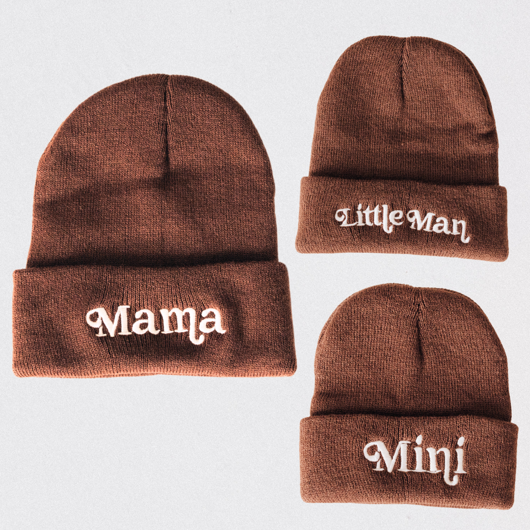 Matching Knit Hats- Mini- Dark Brown
