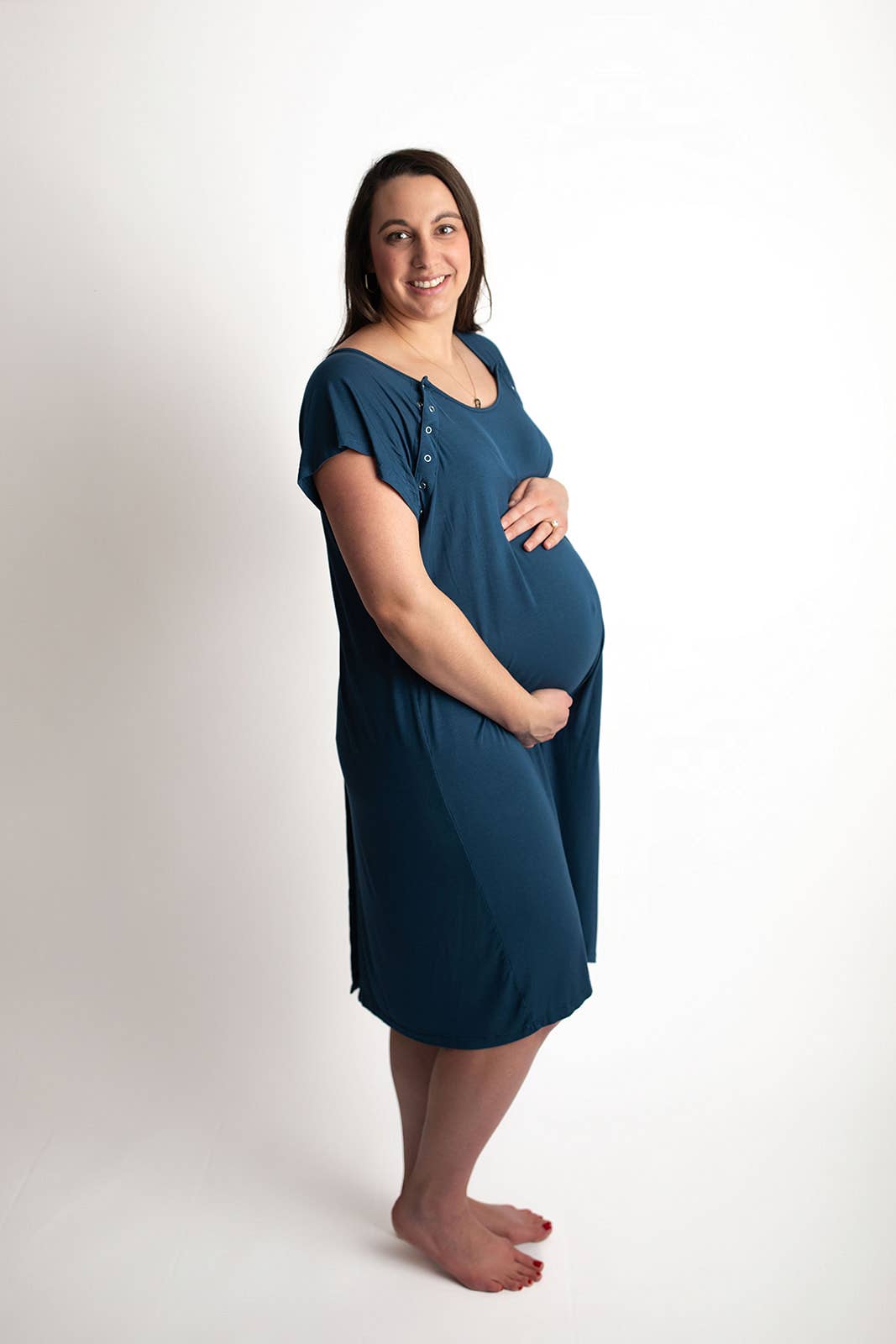 Navy Blue Maternity Mommy Labor and Delivery/ Nursing Gown