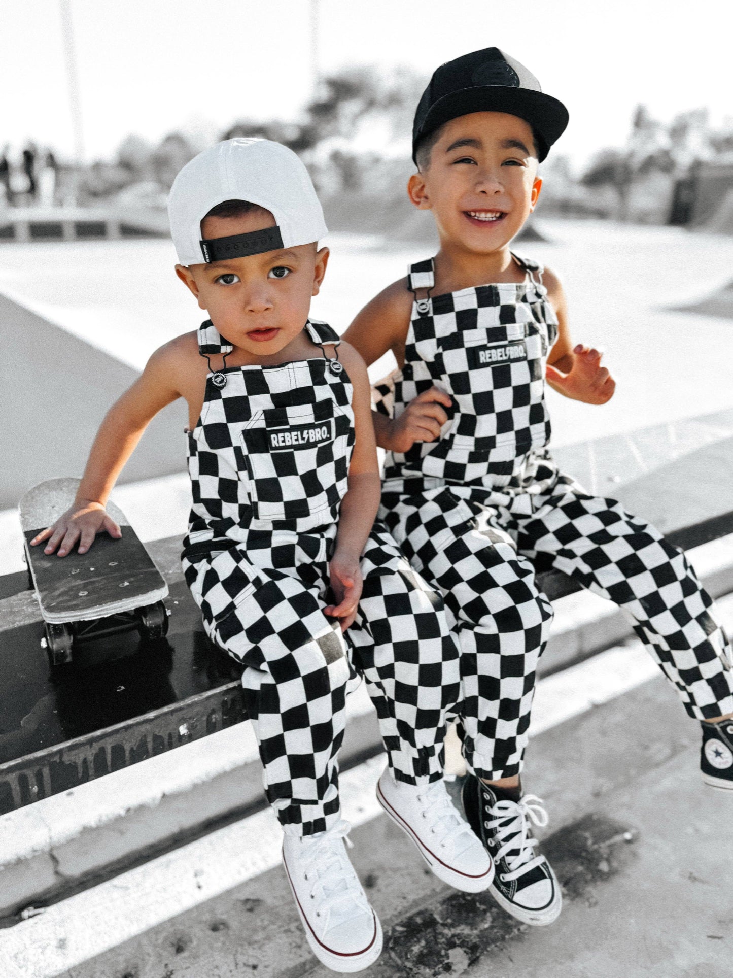 Live Fast Checkered Overalls in Venice