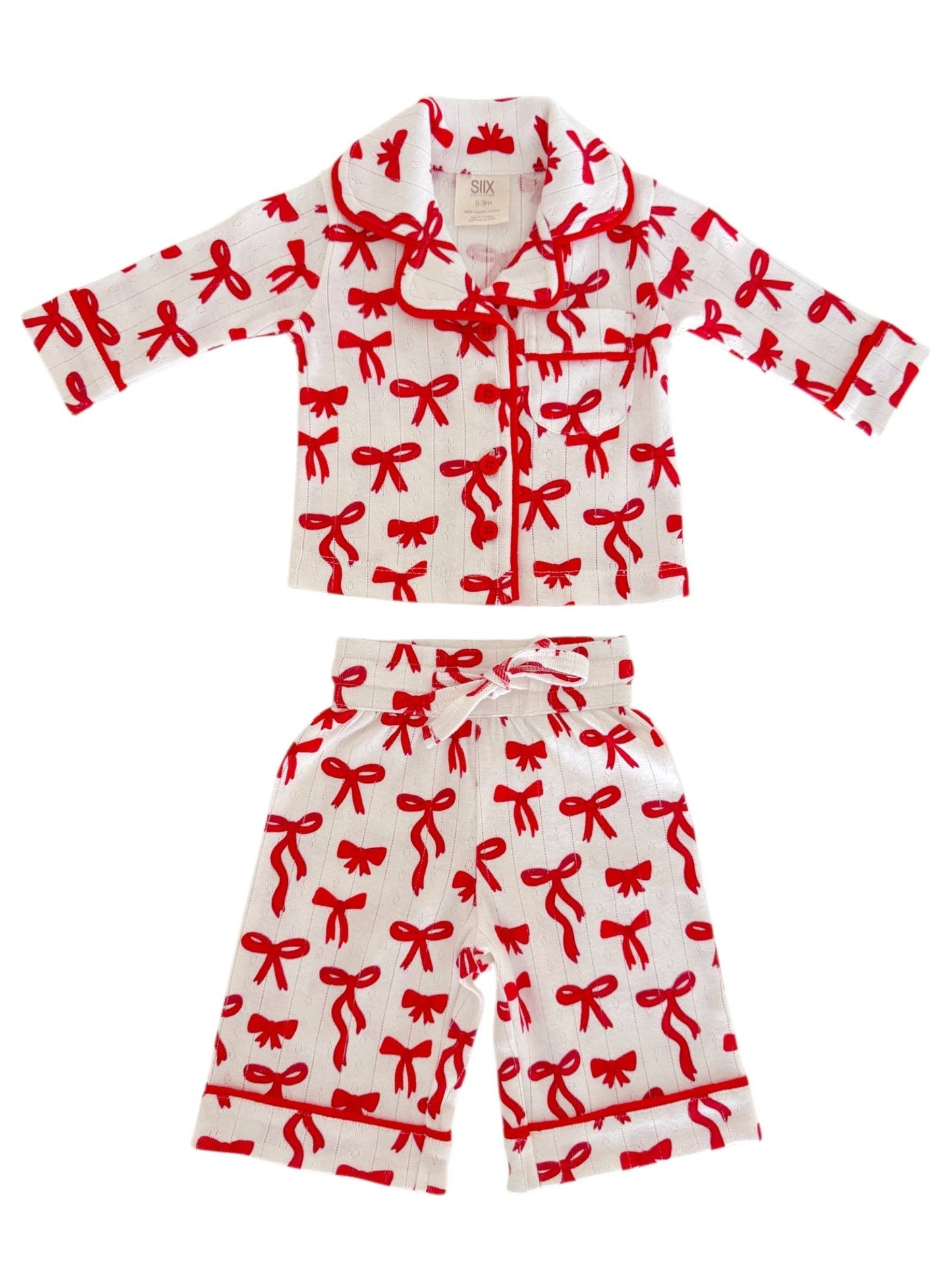 Red Bows / Organic Pointelle Lounge Set