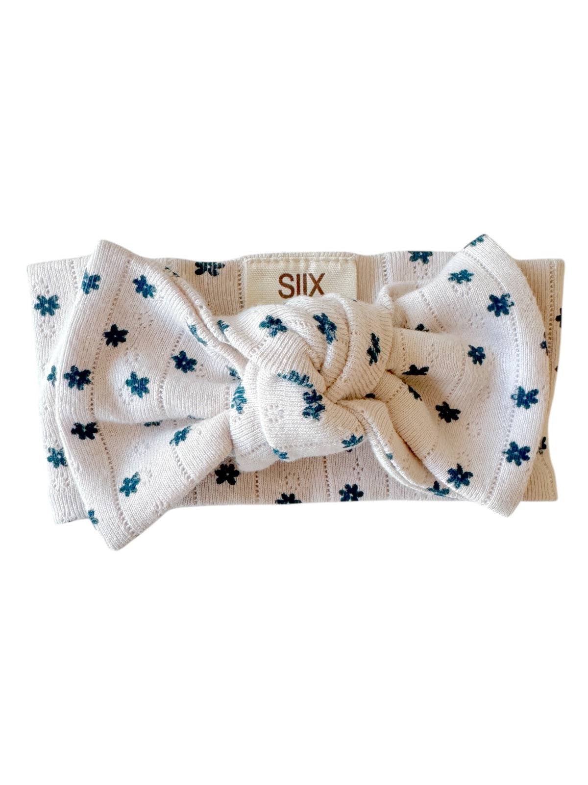 Blue Flower / Organic Pointelle Bow