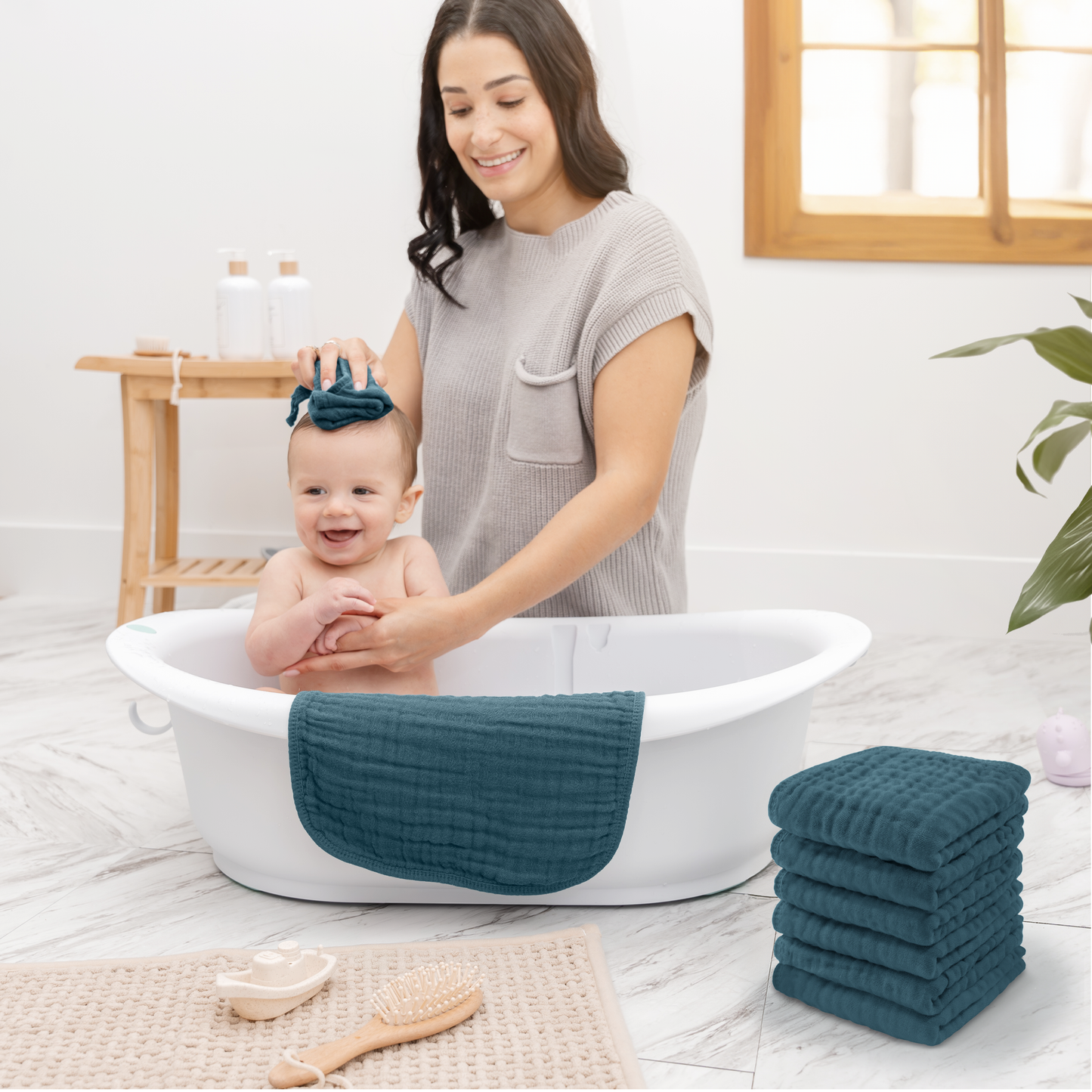 Baby Washcloths 100% Muslin Cotton by Comfy Cubs