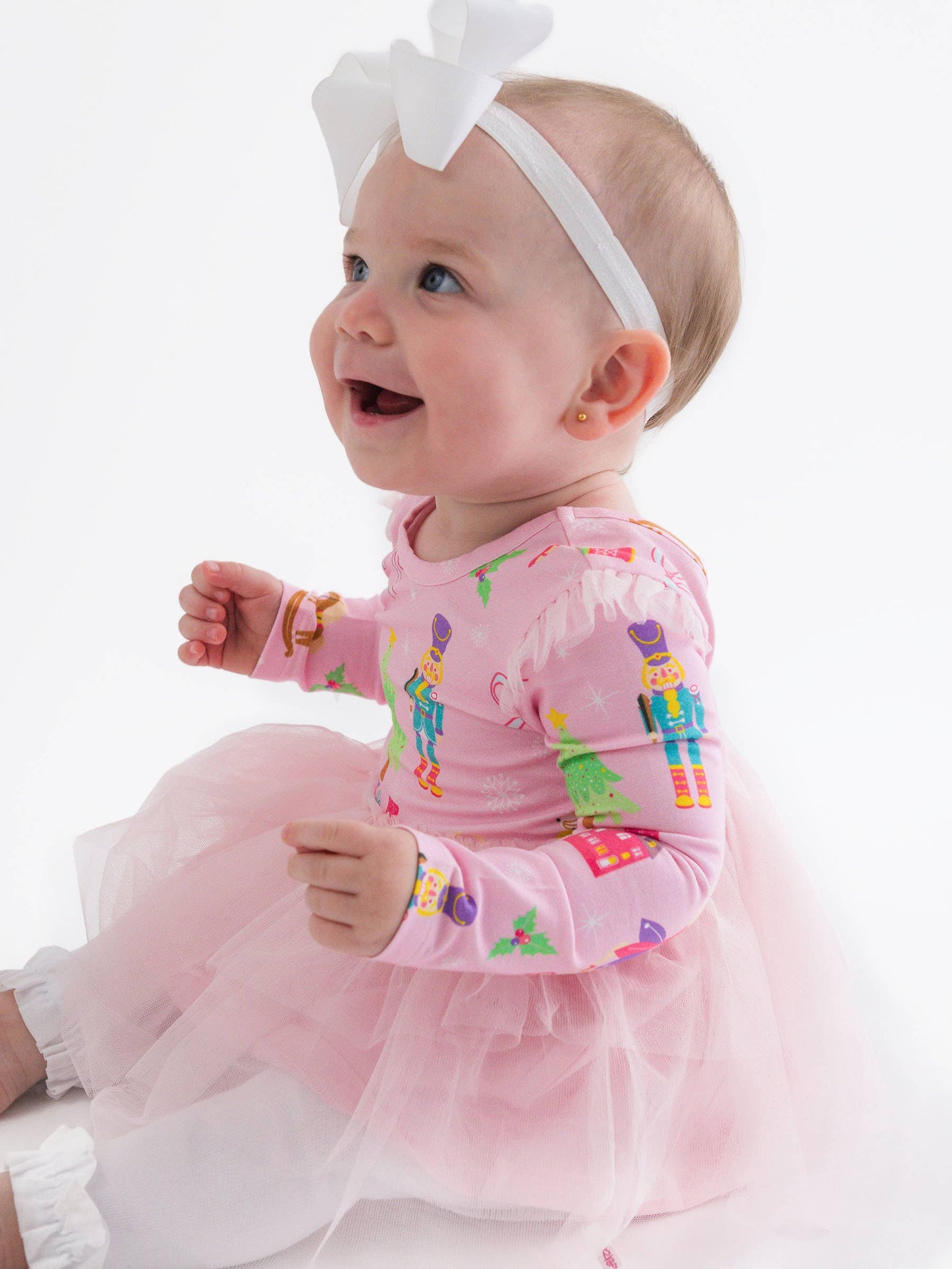 Baby Girls Sugarplum Dreams Flutter Tulle Long Sleeve Twirl Romper