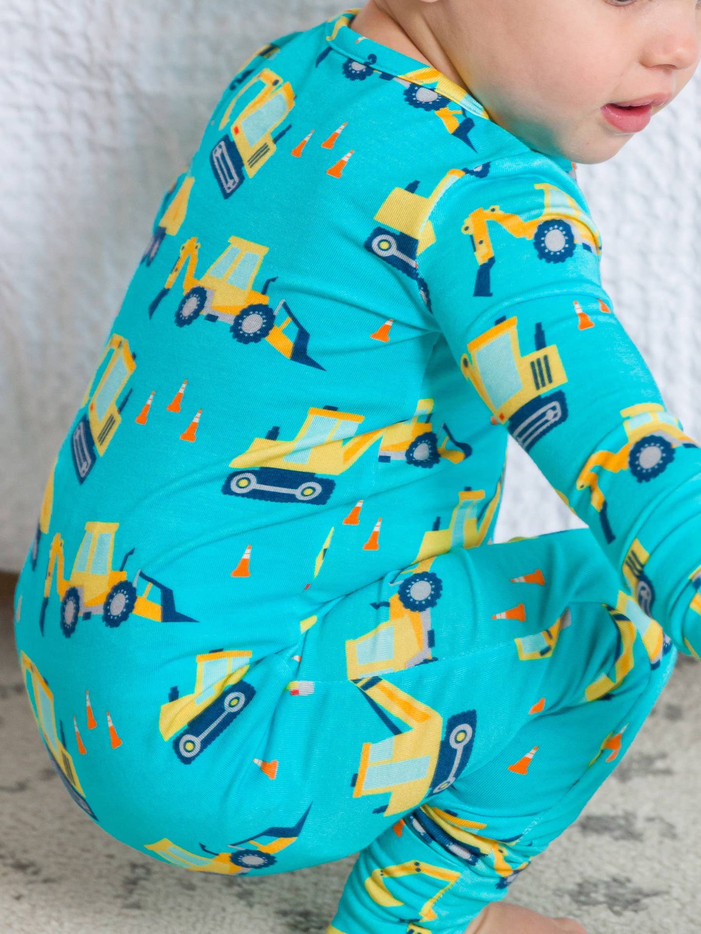 SoftSnooze™ Baby Bamboo Viscose Under Construction Convertible One Piece Footie Pajama