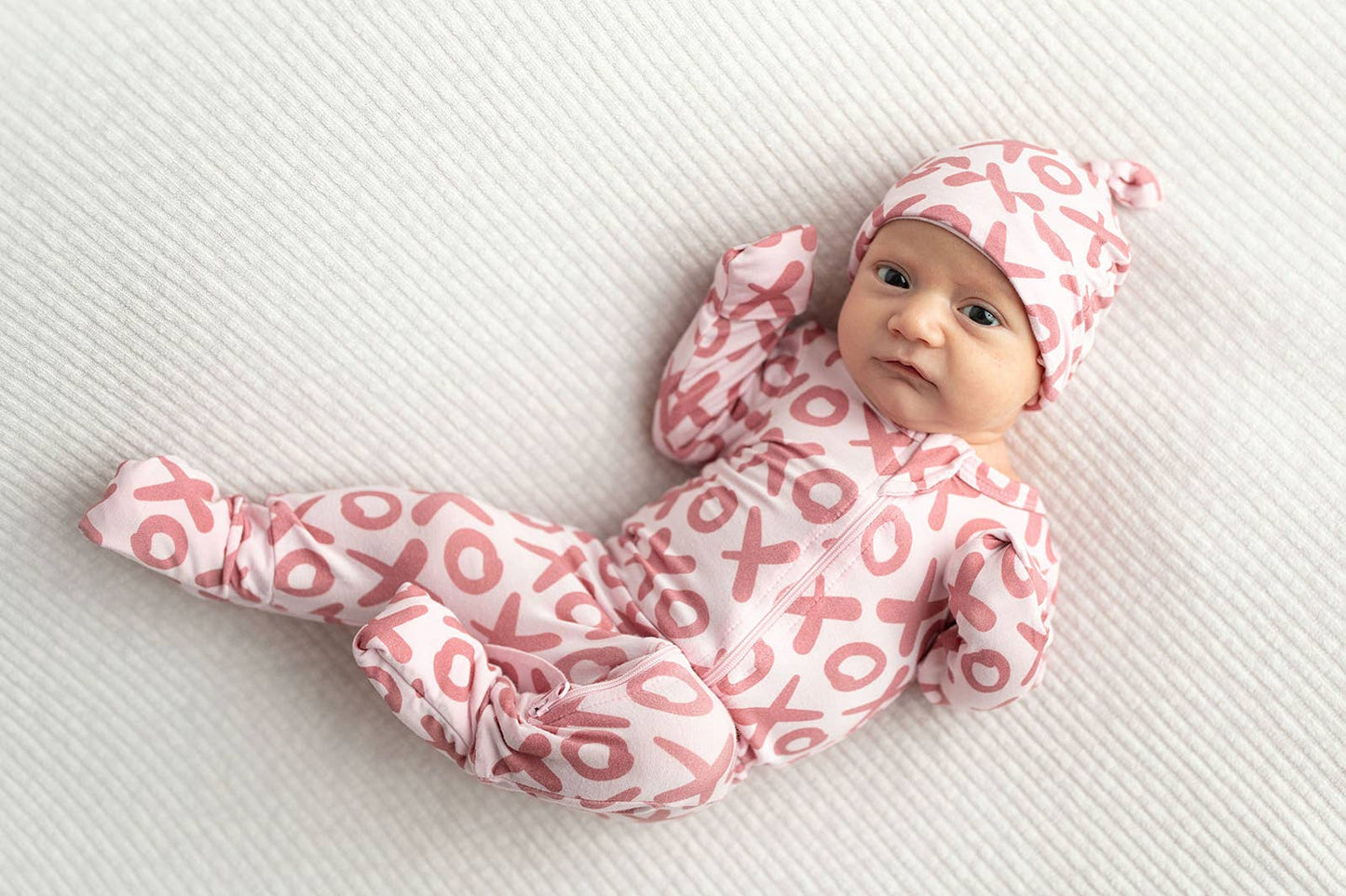 Valentine's Day XOXO Bamboo Newborn Zipper Pajamas Sleepers