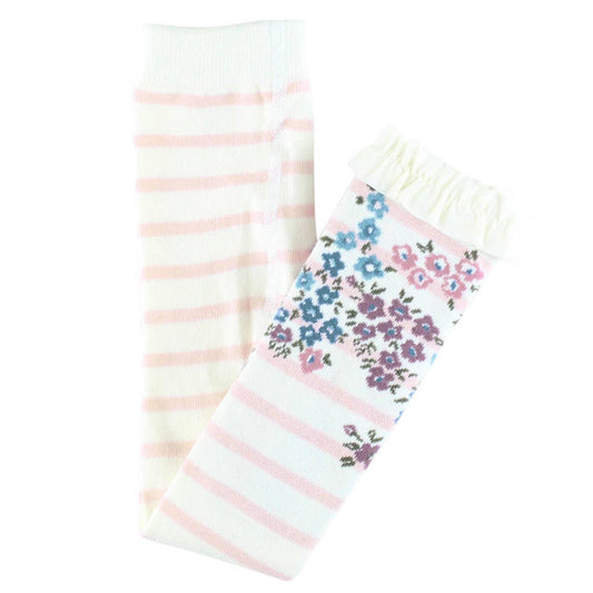 Girls Ballet Pink Stripe Patterned Footless Ruffle Tights