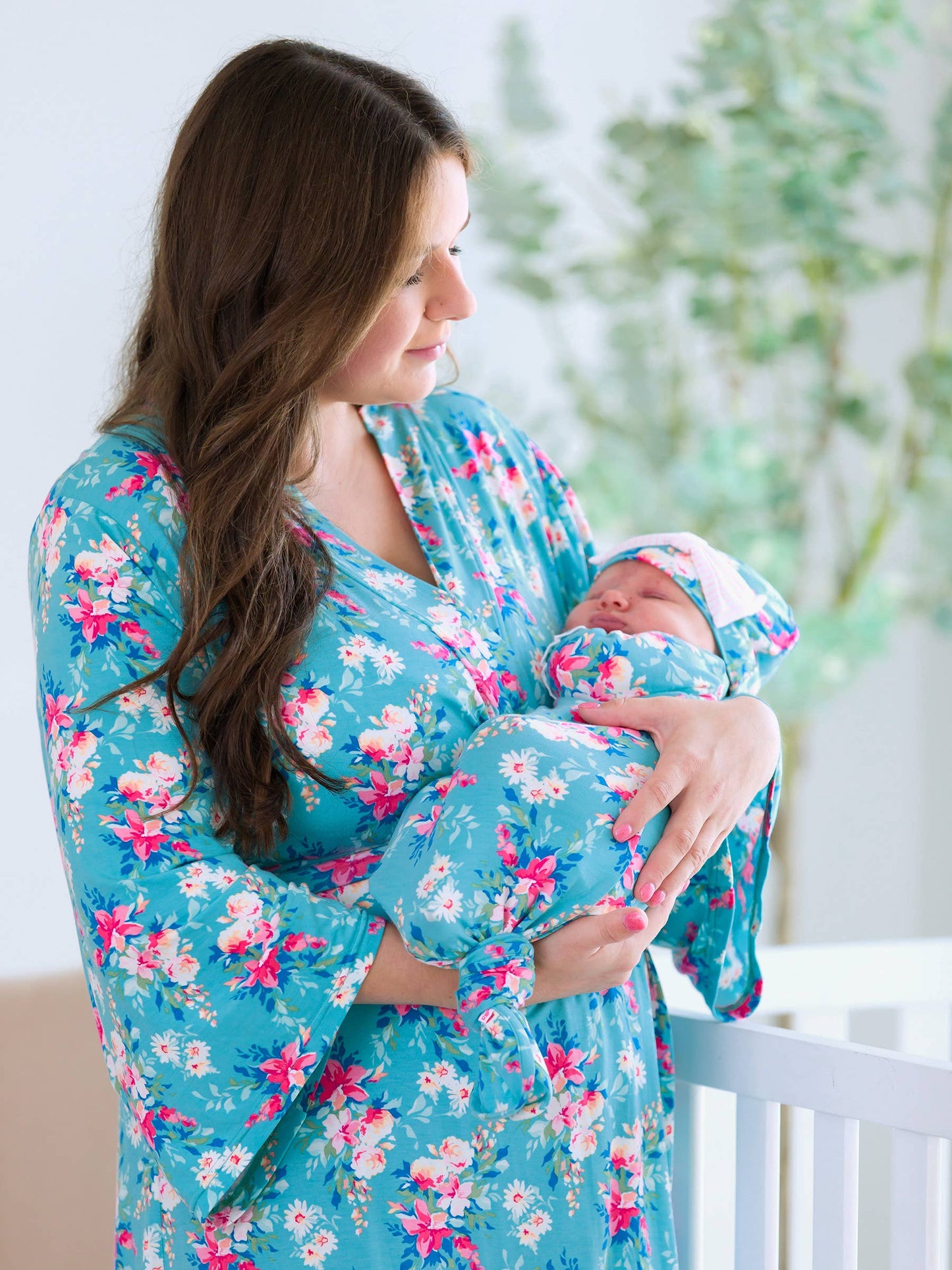 SoftSnooze™ Women's Bamboo Viscose Fancy Me Floral Mommy & Me Maternity Robe