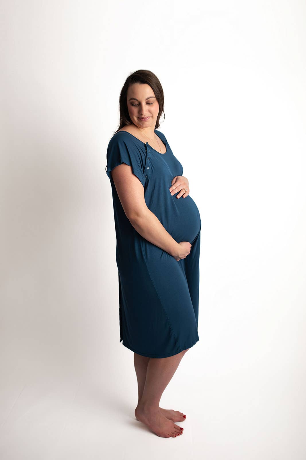 Navy Blue Maternity Mommy Labor and Delivery/ Nursing Gown