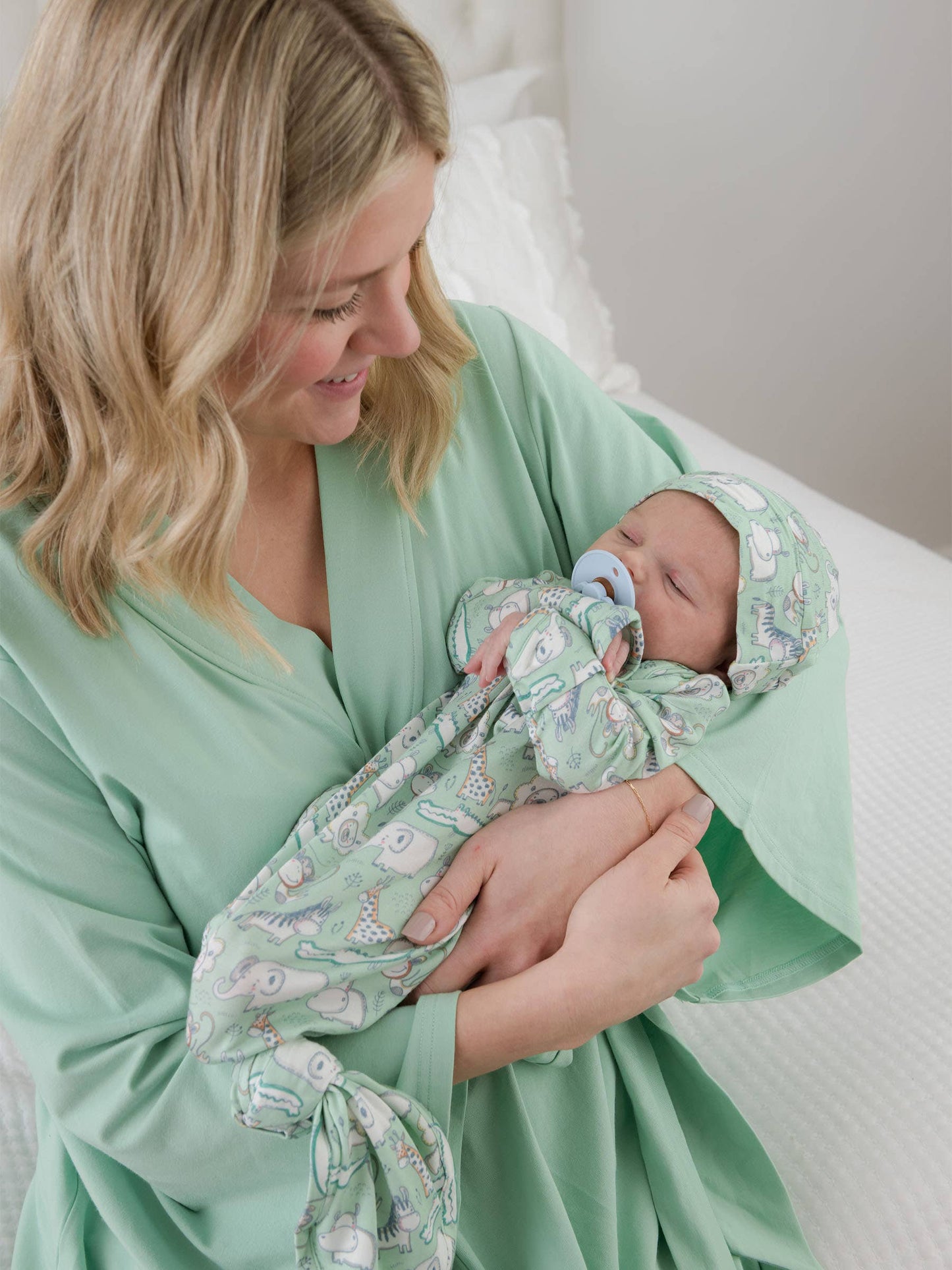 SoftSnooze™ Women's Cotton Modal Sage Mommy & Me Maternity Robe