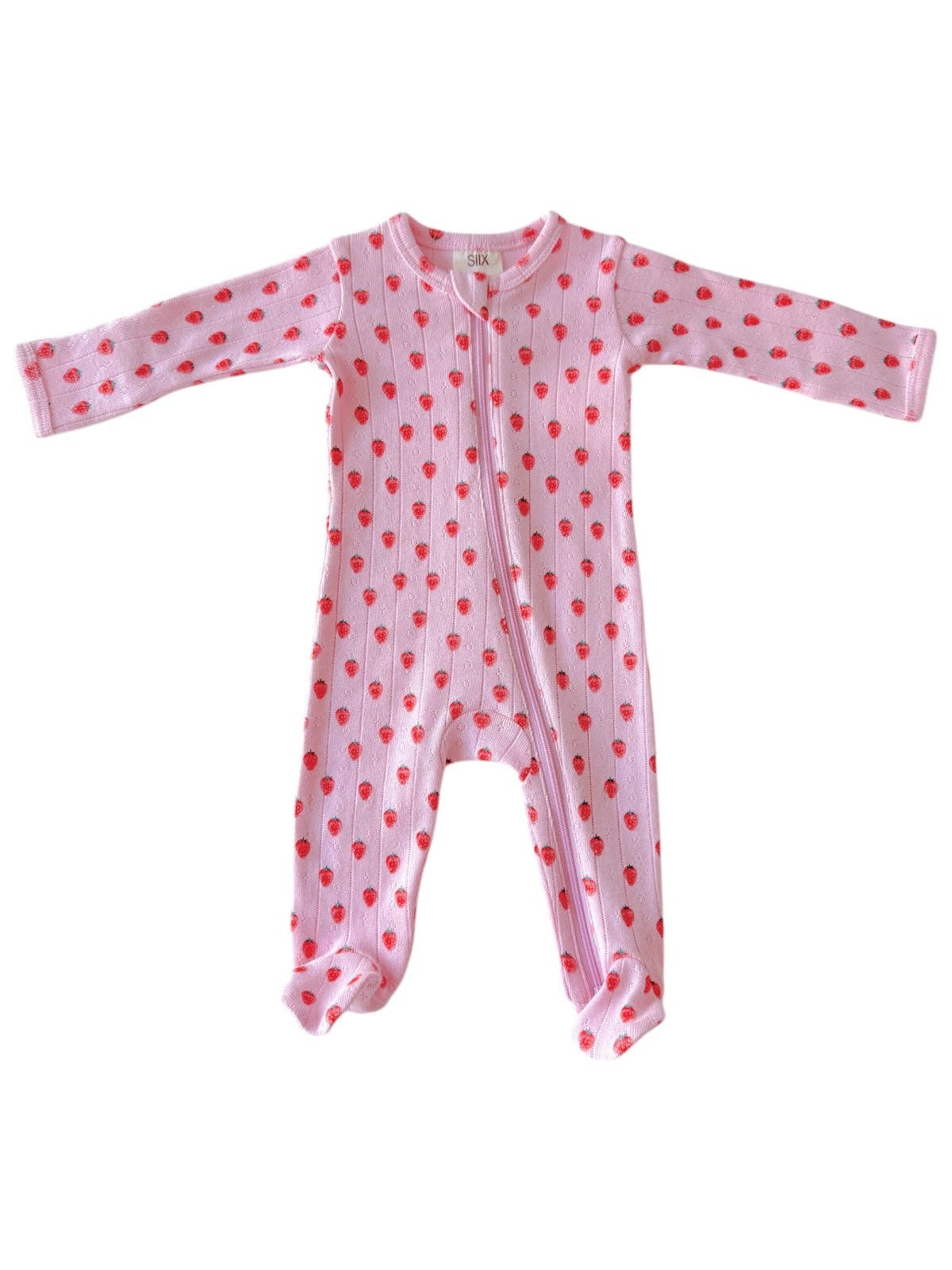 Pink Strawberry / Organic Pointelle 2-Way Zip Footie
