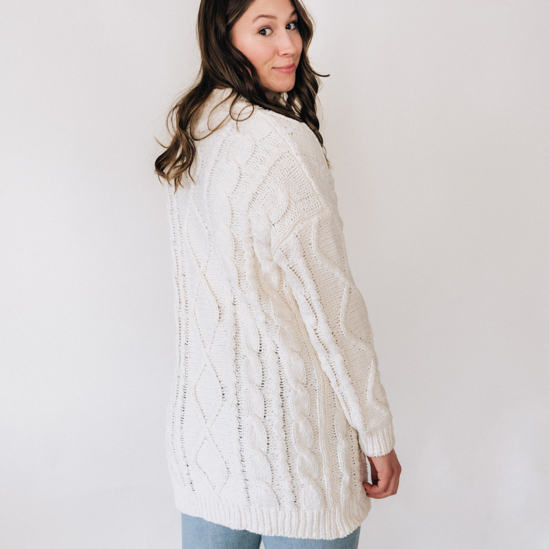 Ivory Cable Knit Cardigan- Child