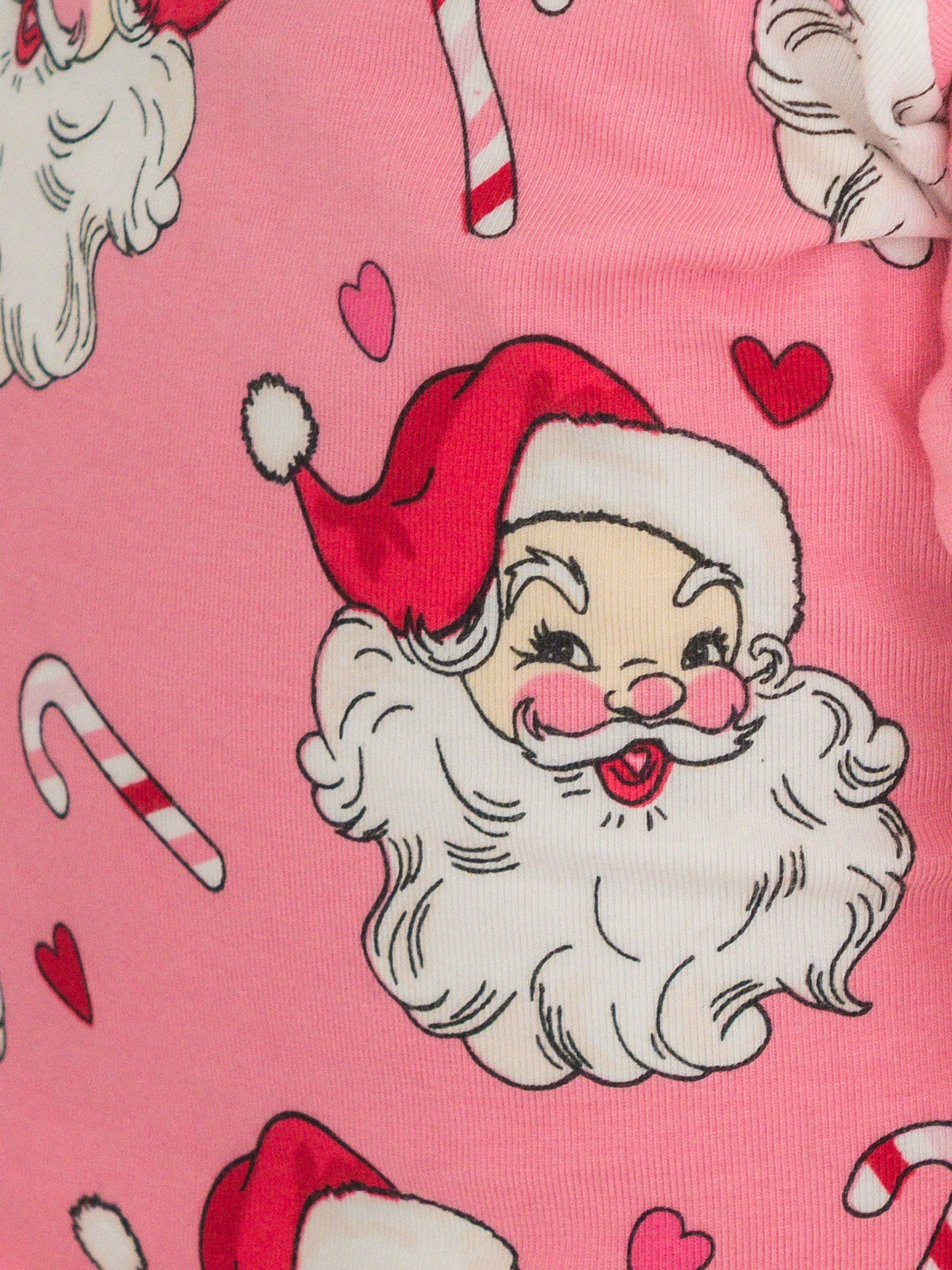 SoftSnooze™ Baby Girls Cotton Modal Pink Santa Joy Footed Ruffle One Piece Pajama