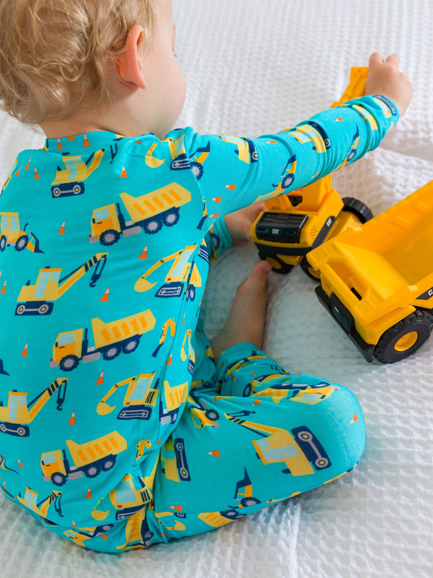 SoftSnooze™ Kids Bamboo Viscose Under Construction Long Sleeve Pajama Set