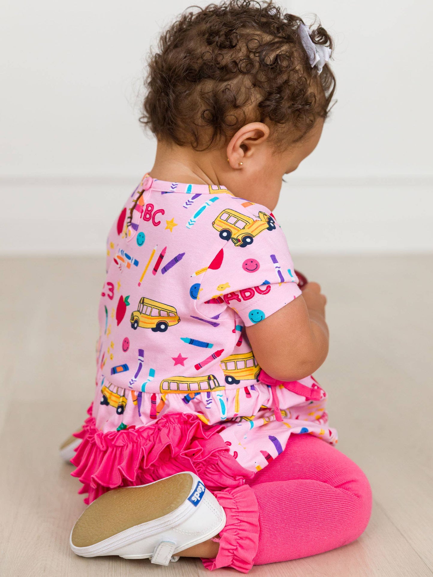 Girls Hot Pink Footless Ruffle Tights