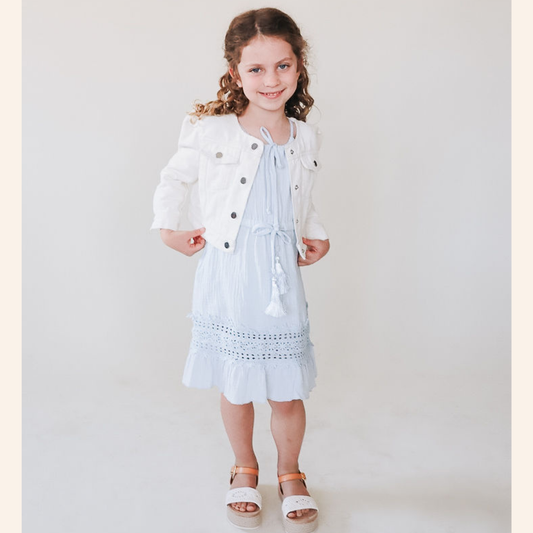 Ivory Cropped Denim Jacket - Child