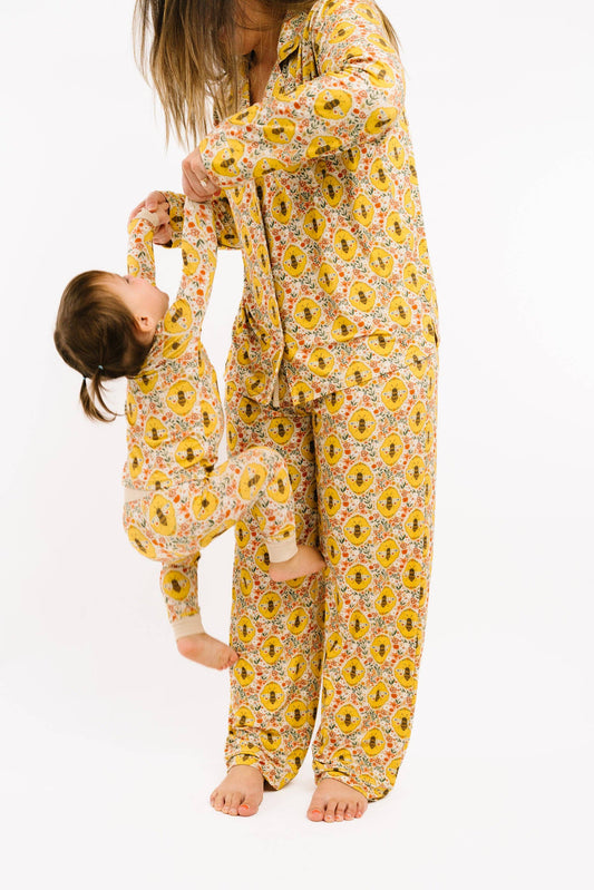 Sweet Bee Women's Button Up Long Sleeve Set