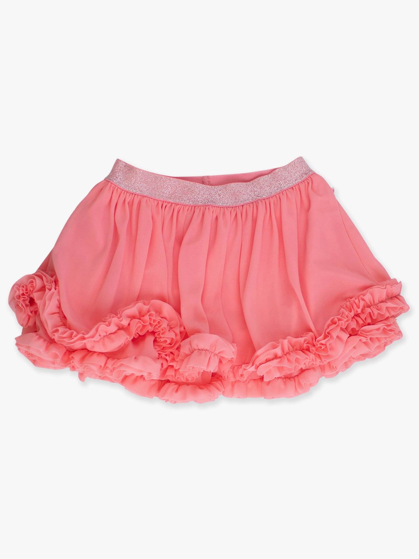 Girls Bubblegum Pink Elastic Waist Ruffle Tulle Skirt