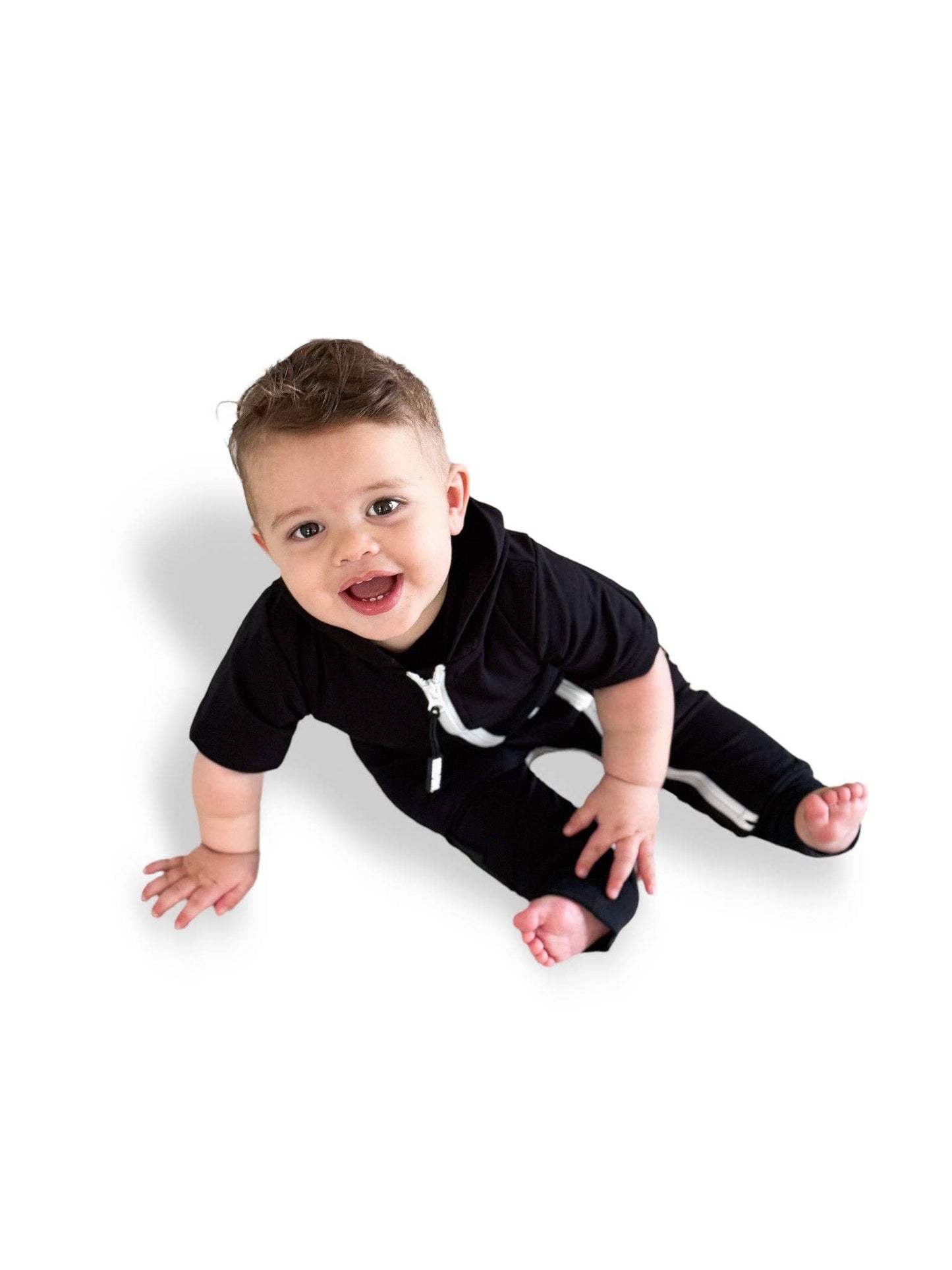 Hooded Rebel Short Sleeve Romper in Black