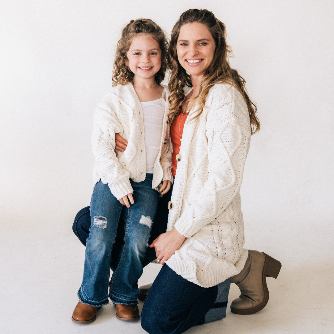 Ivory Cable Knit Cardigan- Child