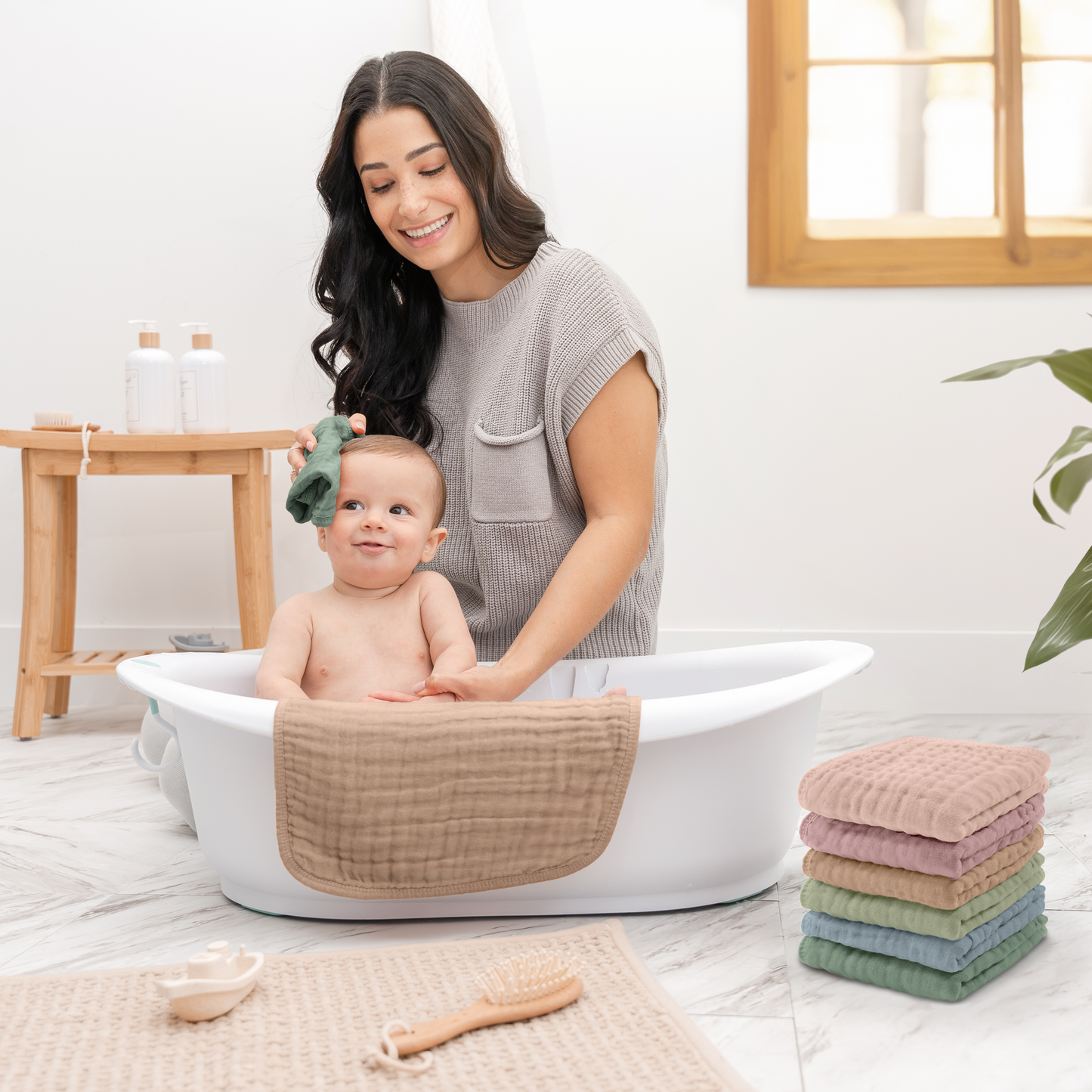 Baby Washcloths 100% Muslin Cotton by Comfy Cubs