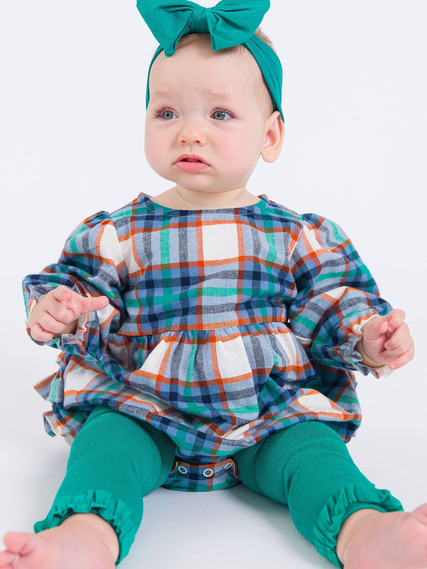 Girls Emerald Green Footless Ruffle Tights