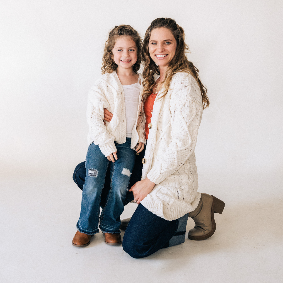 Ivory Cable Knit Cardigan- Child