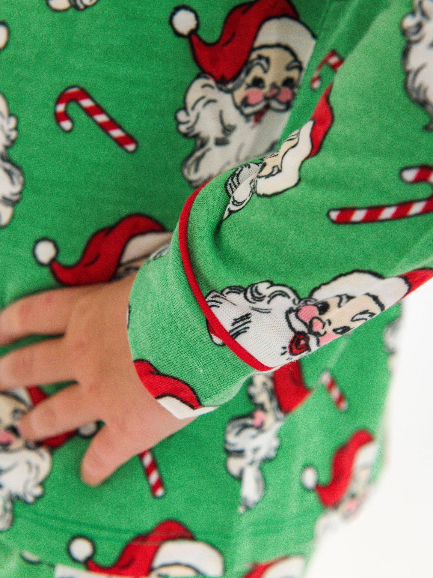 SoftSnooze™ Boys Green Santa Joy Long Sleeve Button Up Pajama Set