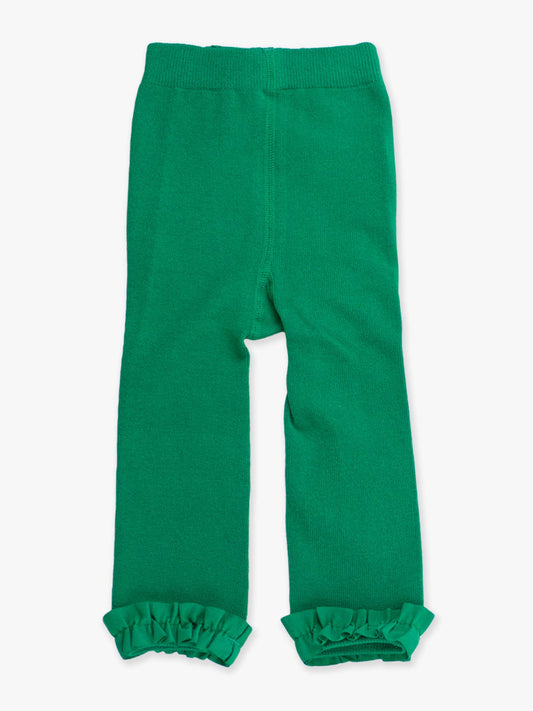 Girls Green Footless Ruffle Tights